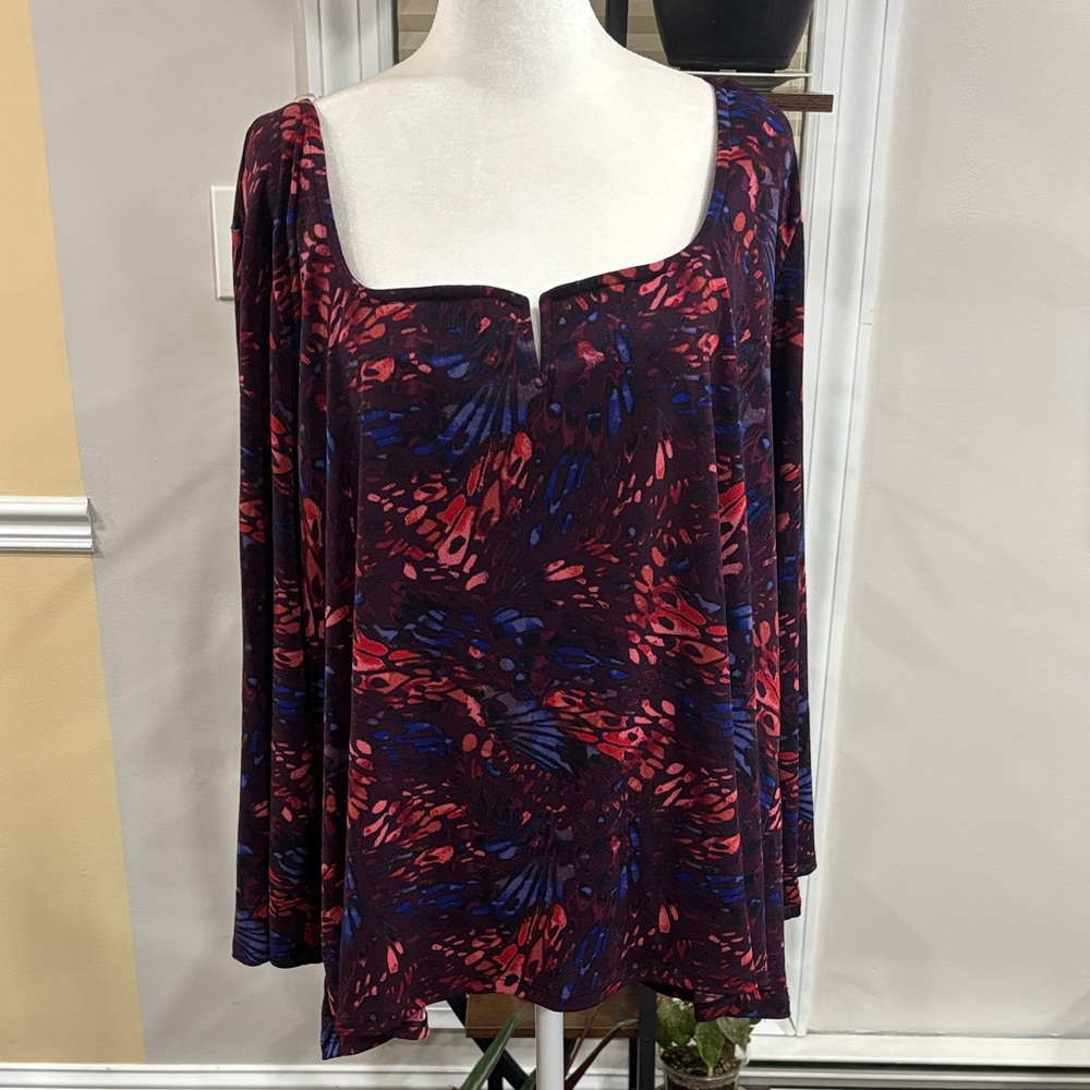 Bold Elements Multicolor Square Neck Blouse Size … - image 1